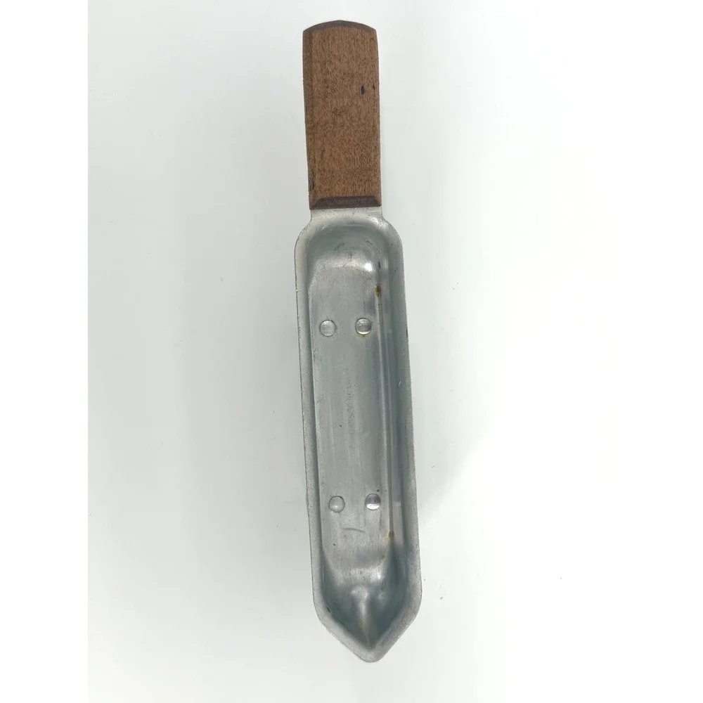 Vintage Aluminum Corn Butterer Melting Pan Wood Handle Silver Mid-Century MCM